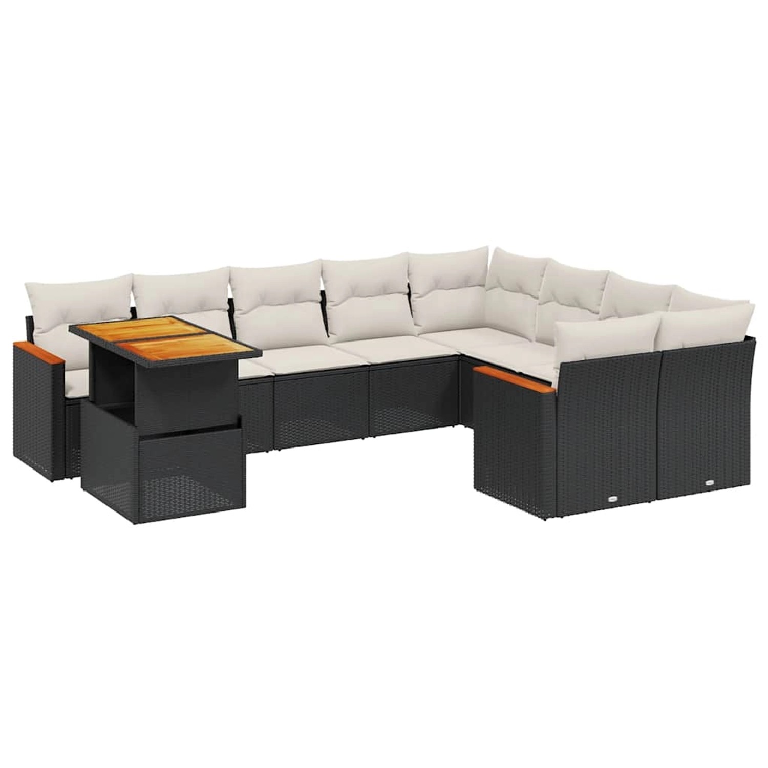 vidaXL 10-Tlg Garten-Sofagarnitur mit Kissen Schwarz Poly Rattan 3273240 günstig online kaufen