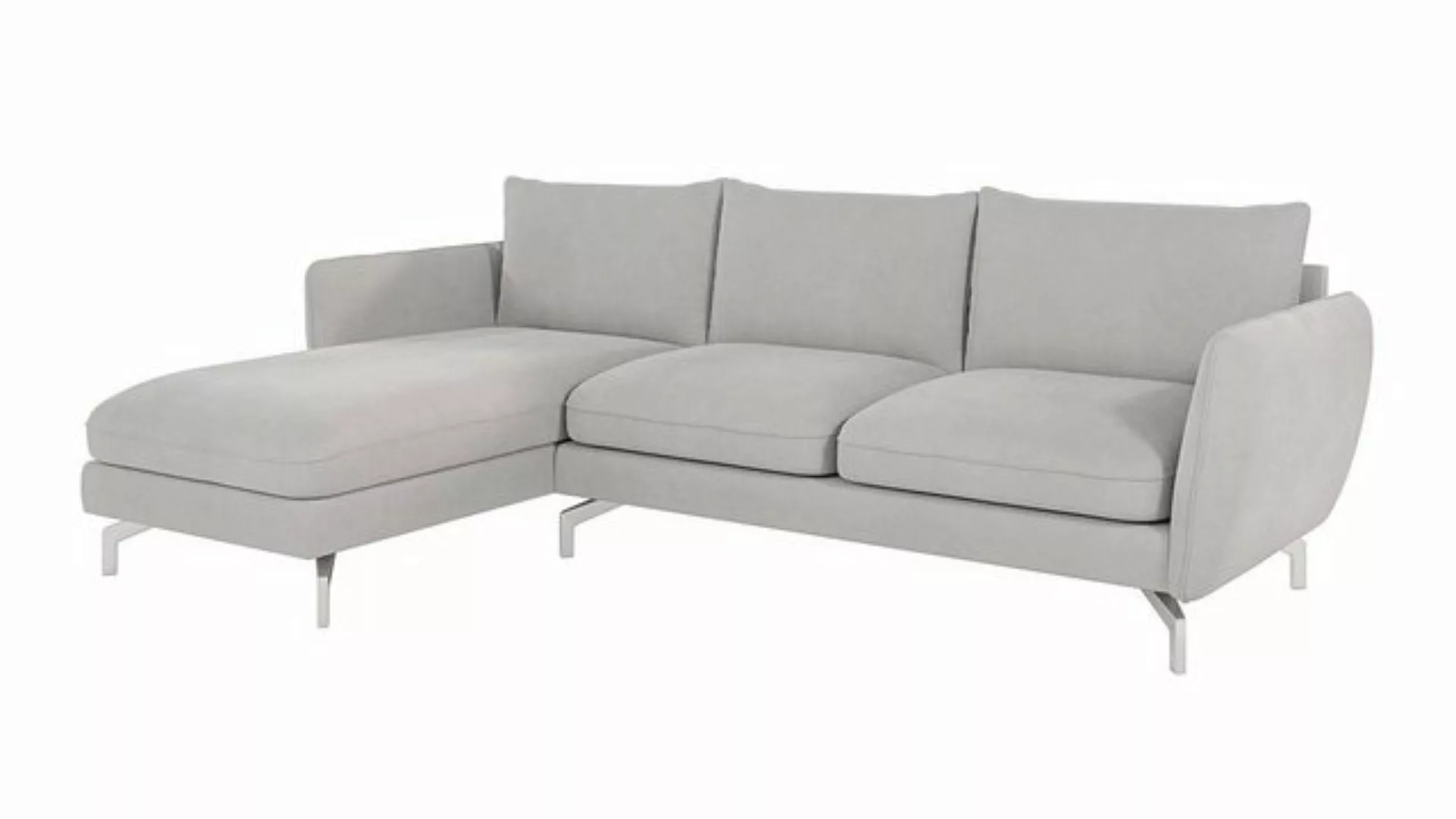 S-Style Möbel Ecksofa Modernes mit Ottomane Benita mit Silber Metall Füßen, günstig online kaufen