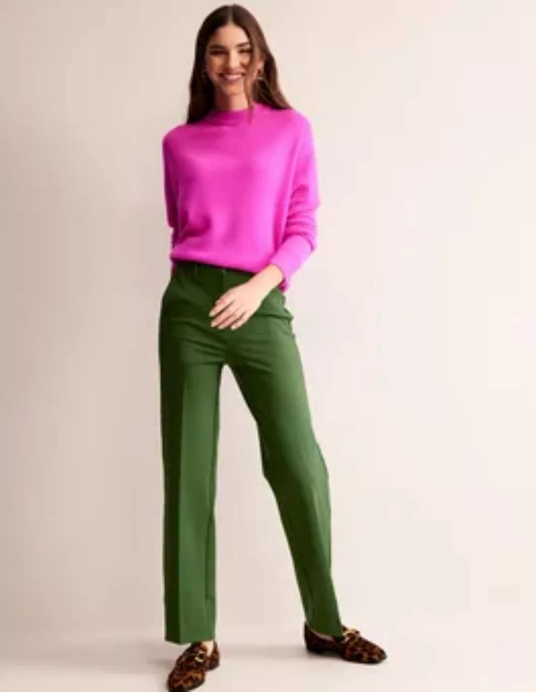 Jersey-Hose mit geradem Bein Damen Boden, Wintergrün günstig online kaufen