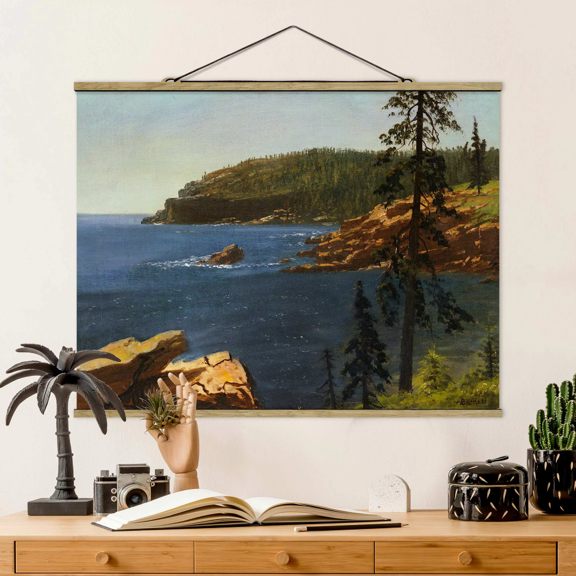 Stoffbild Strand mit Posterleisten - Querformat Albert Bierstadt - Californ günstig online kaufen