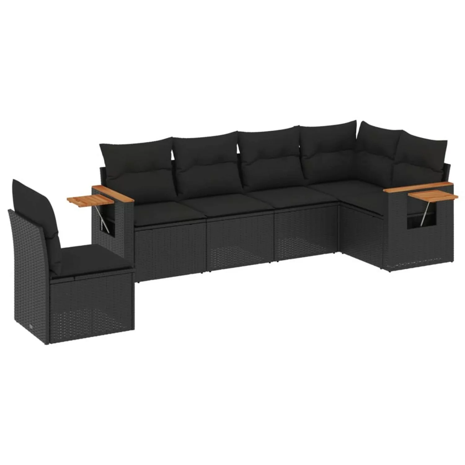 vidaXL 6-tlg Garten-Sofagarnitur mit Kissen Schwarz Poly Rattan Modell 107 günstig online kaufen