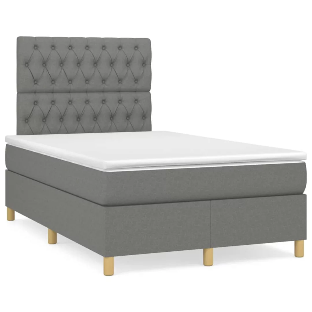 Vidaxl Boxspringbett Mit Matratze Dunkelgrau 120x200 Cm Stoff günstig online kaufen