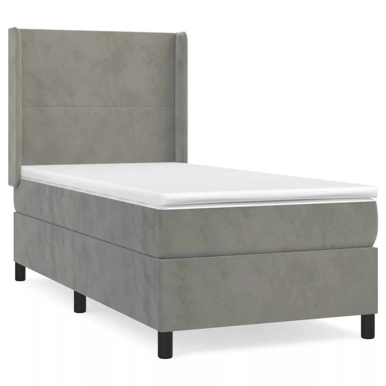 vidaXL Boxspringbett Boxspringbett mit Matratze Dunkelgrau 100x200 cm Samt günstig online kaufen