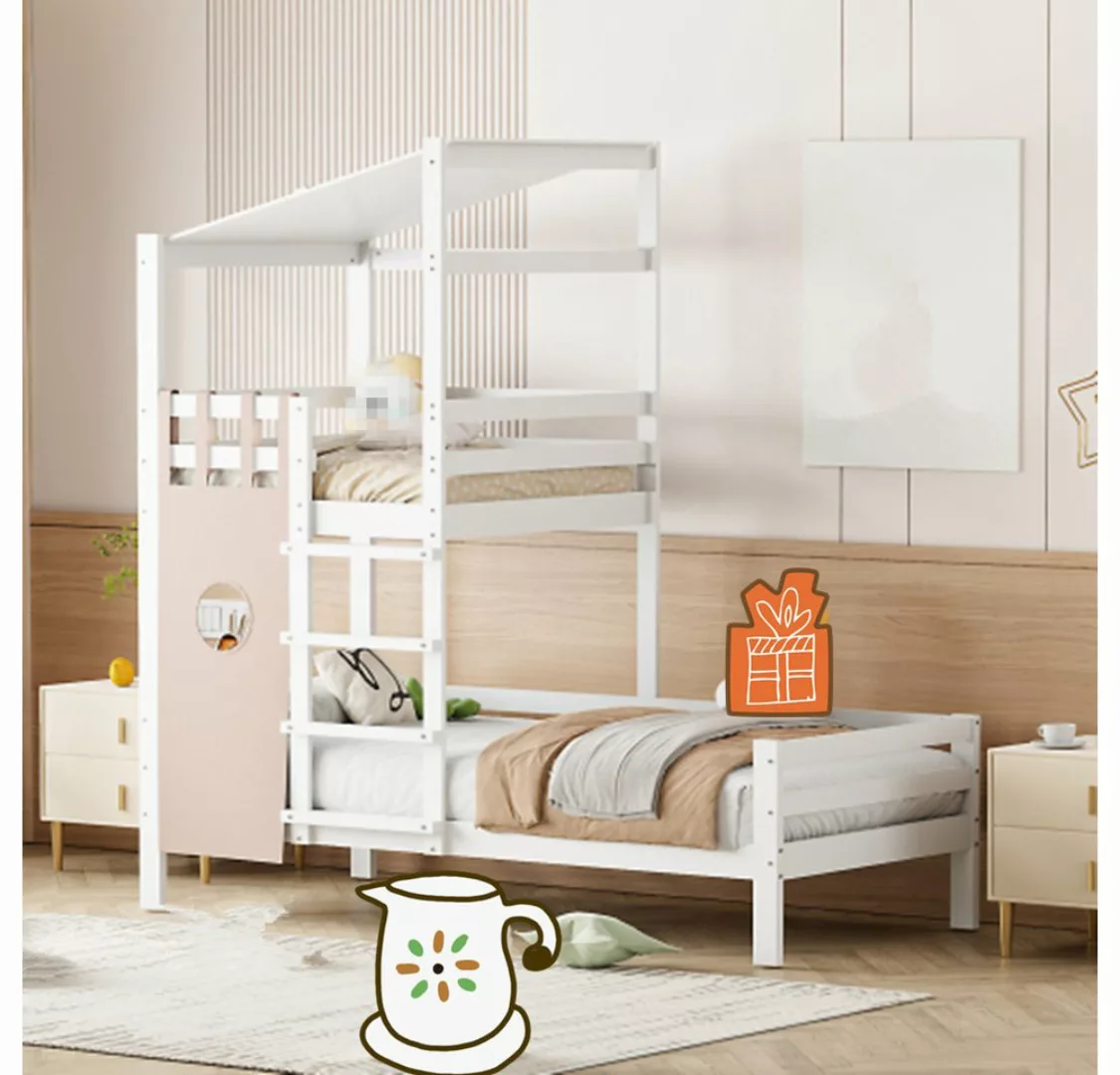 XDeer Kinderbett Kinderbett 90x200,Hausbetten Etagenbett mit Dach, mit Latt günstig online kaufen