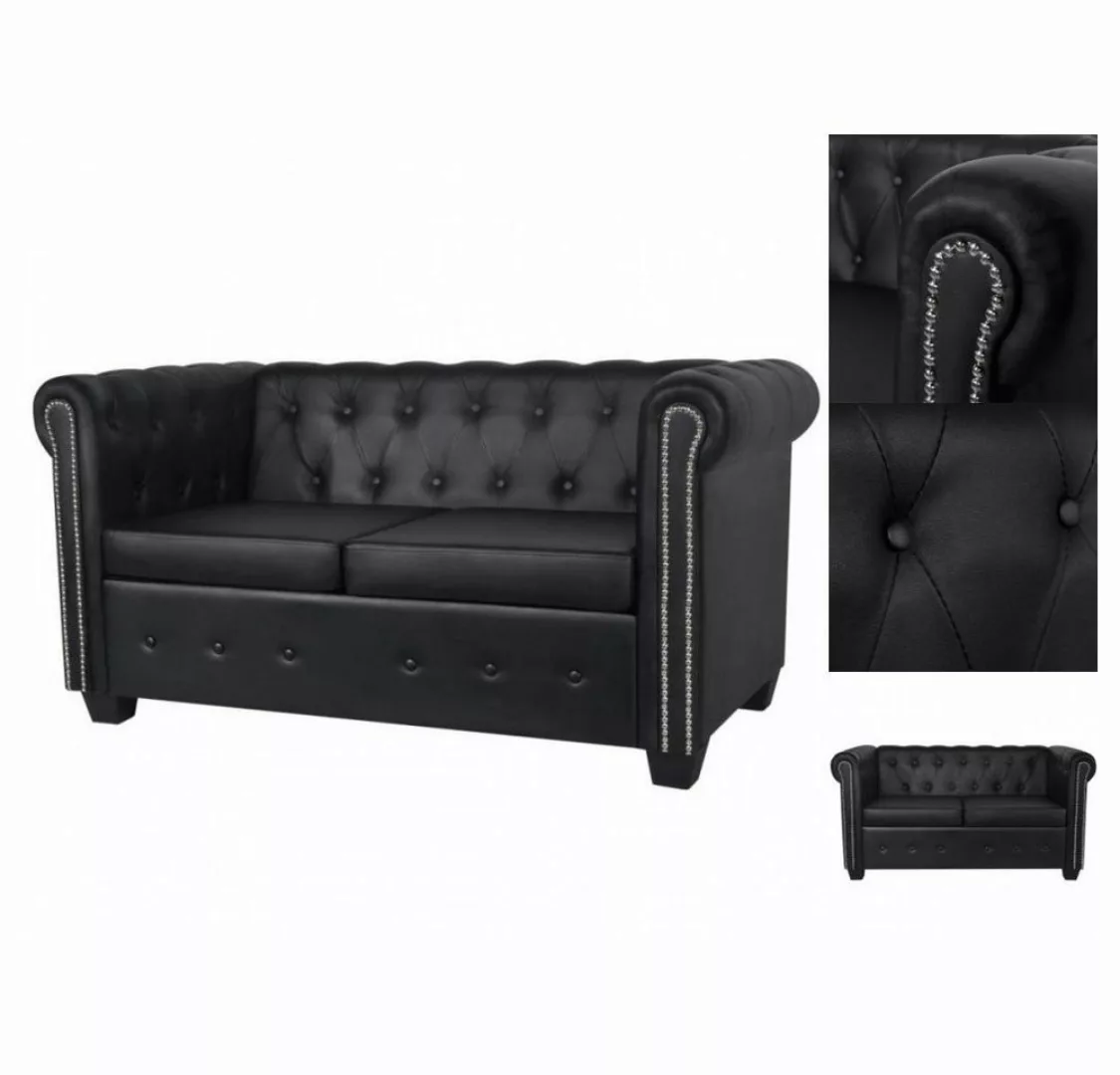 vidaXL Sofa Chesterfield Sofa 2-Sitzer Kunstleder Schwarz günstig online kaufen