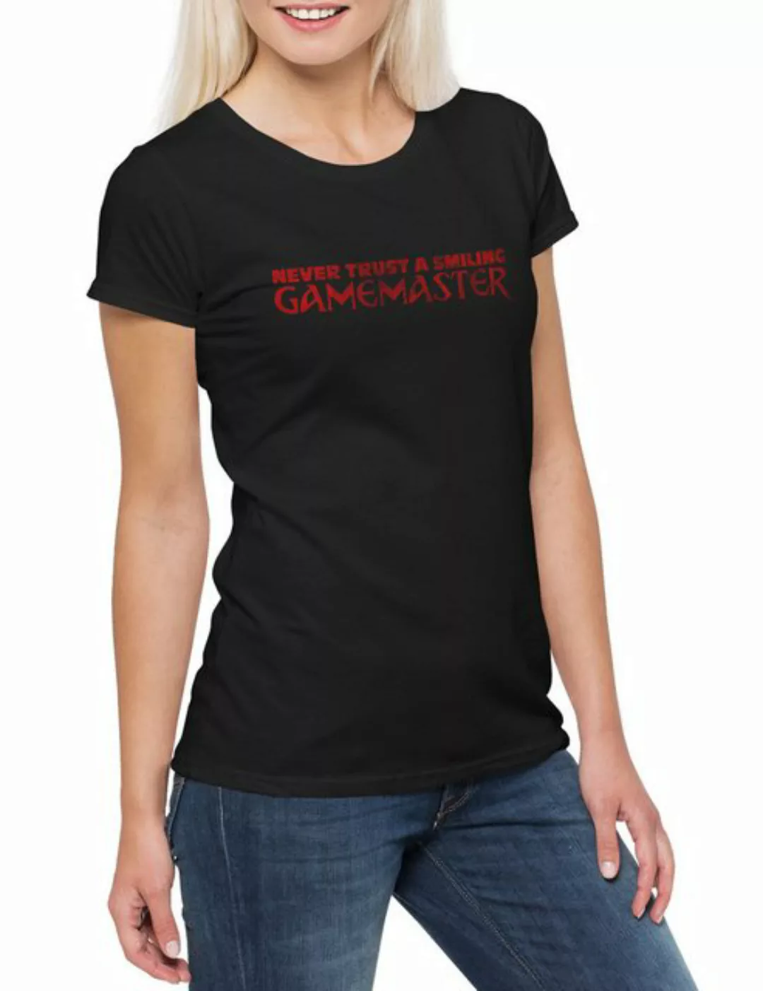 Urban Backwoods Print-Shirt Never Trust A Smiling Gamemaster Damen T-Shirt günstig online kaufen