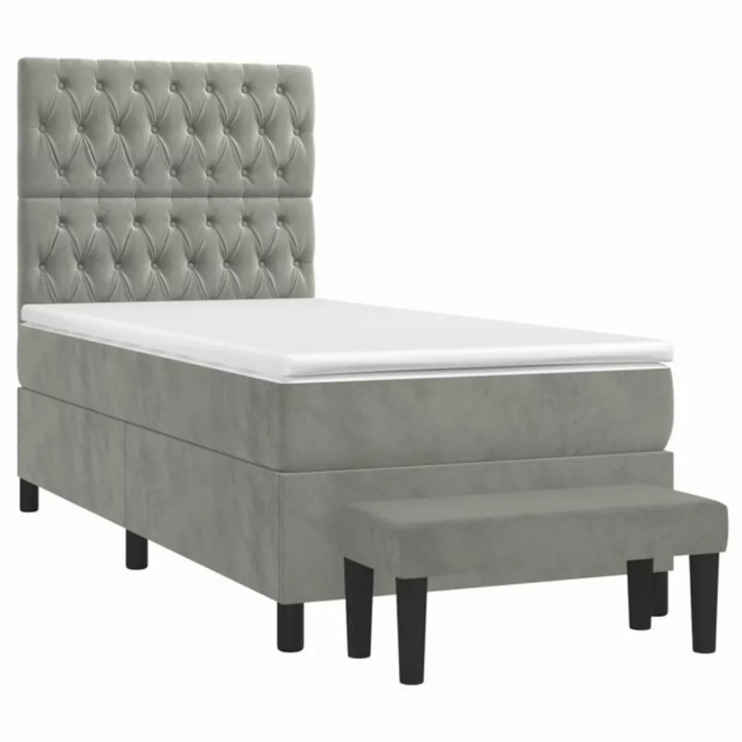 vidaXL Boxspringbett Boxspringbett mit Matratze Hellgrau 80x200 cm Samt Bet günstig online kaufen