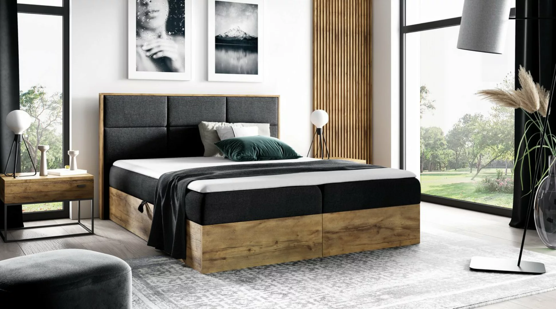 Schlaffabrik Boxspringbett WOOD 2 (Twist 23), inkl. Matratze, Topper, LED, günstig online kaufen