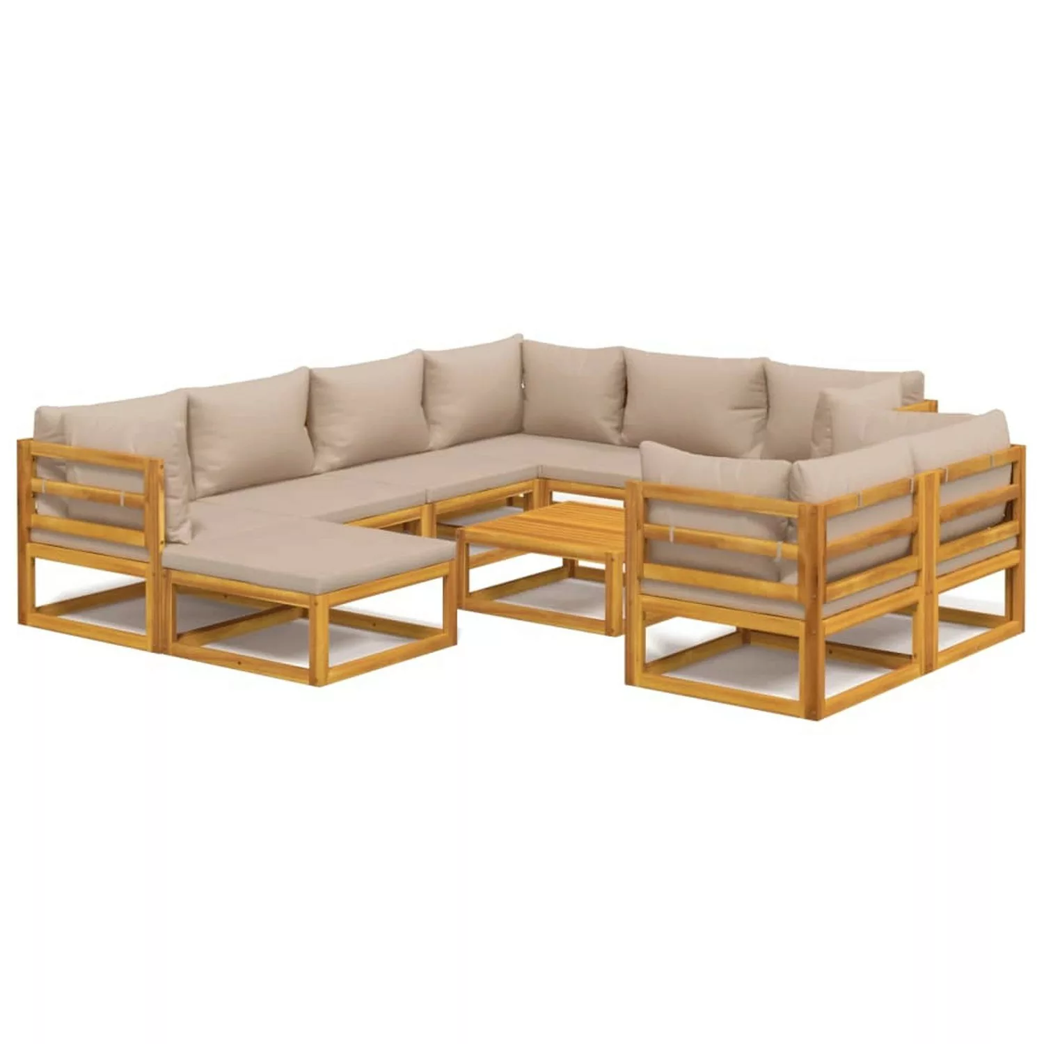 Vidaxl 10-tlg. Garten-lounge-set Mit Taupe Kissen Massivholz günstig online kaufen