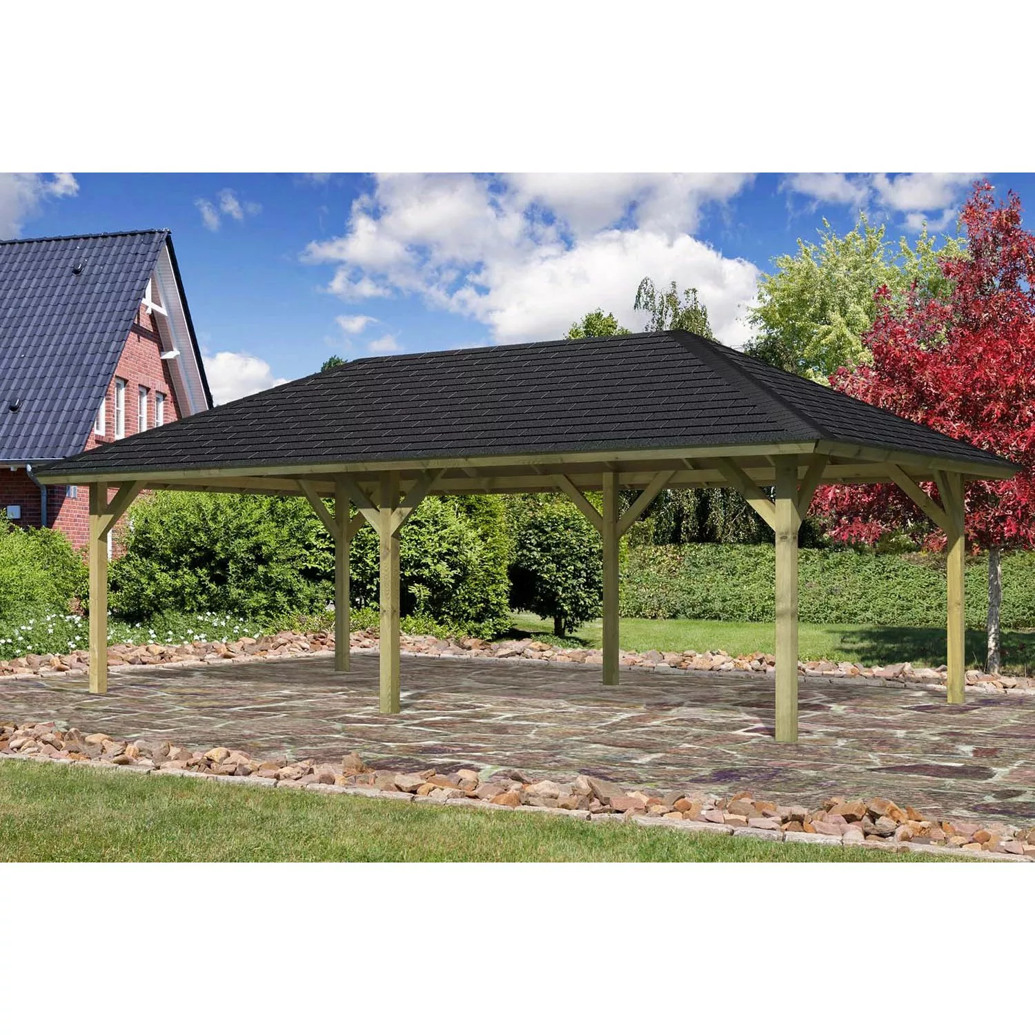 Karibu Pavillon "Holm 2", (Set), BxTxH: 431x778x318 cm, mit schwarzen Dachs günstig online kaufen