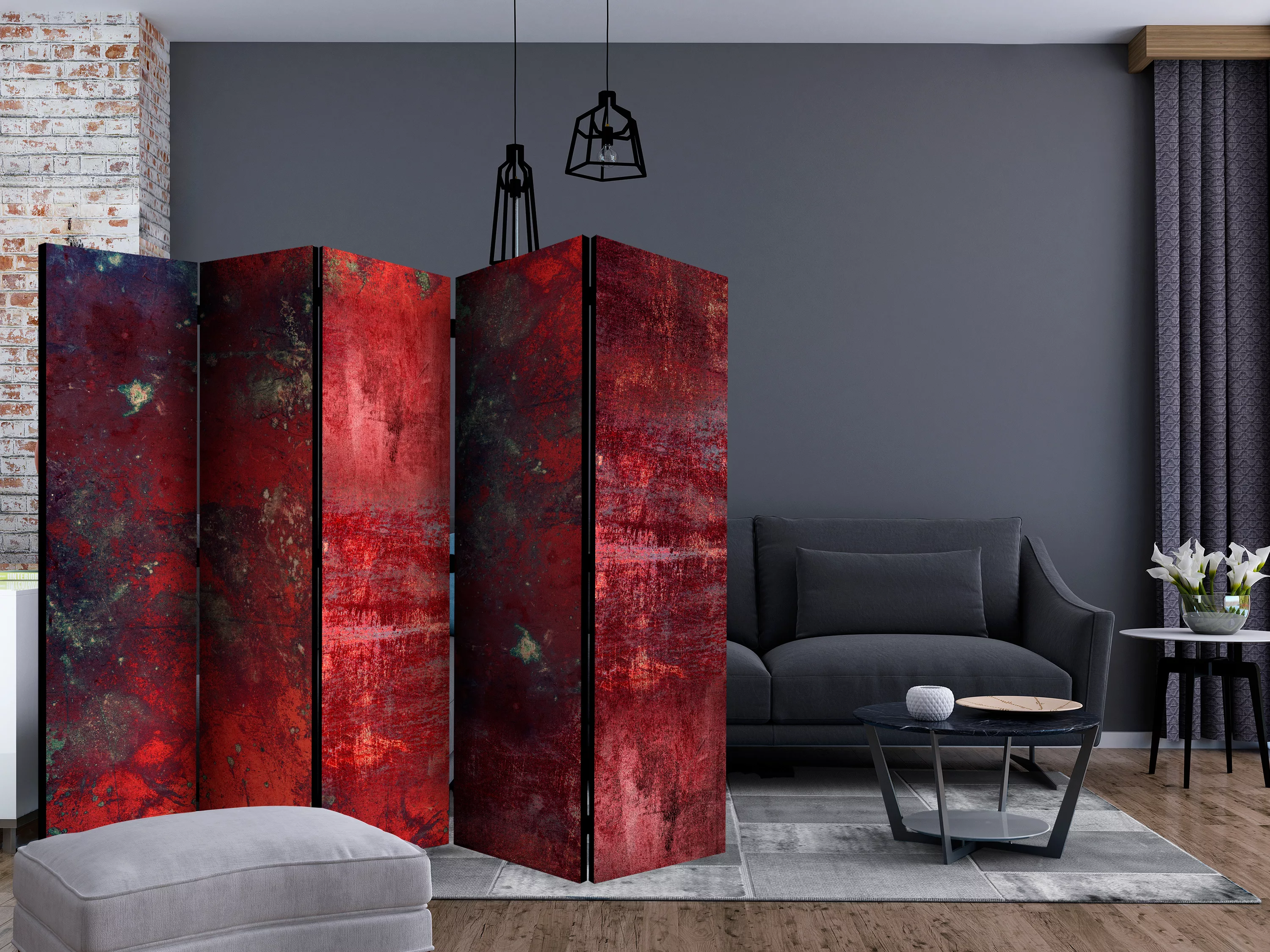 5-teiliges Paravent - Red Concrete Ii [room Dividers] günstig online kaufen