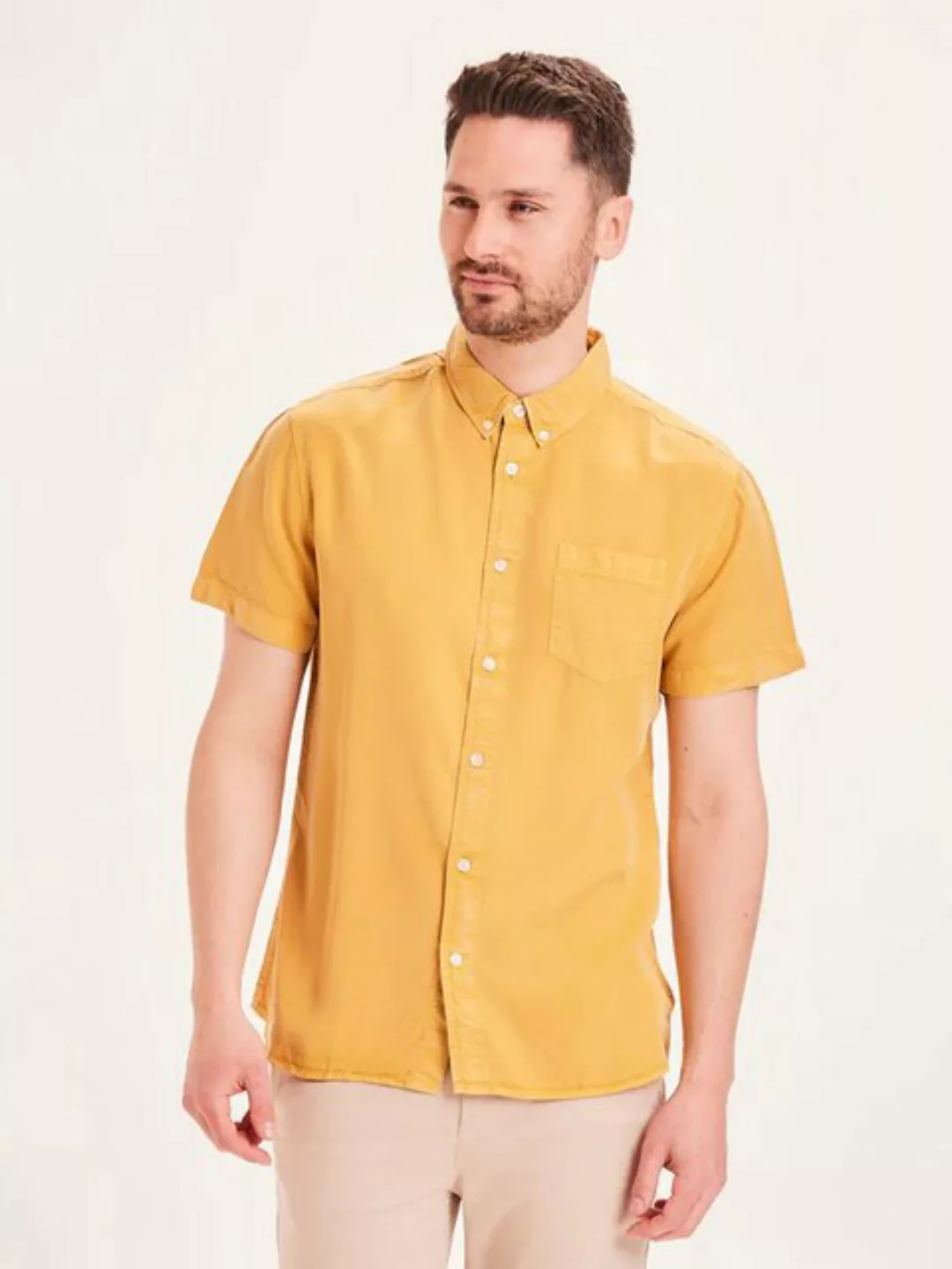 KnowledgeCotton Apparel Kurzarmhemd LARCH Tencel garment dyed SS custom fit günstig online kaufen