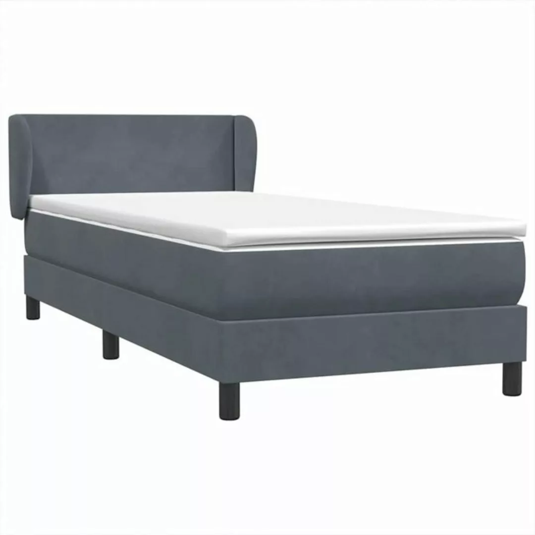 vidaXL Boxspringbett, Boxspringbett mit Matratze Dunkelgrau 80x210 cm Samt günstig online kaufen