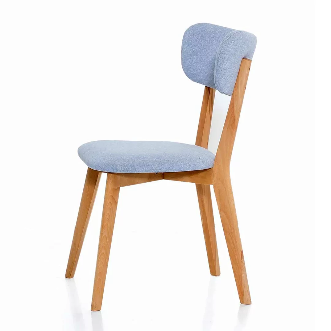Stuhl Küche aus Kernbuche Massivholz Bezug aus Webstoff günstig online kaufen
