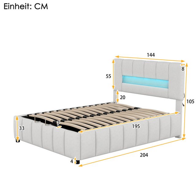 TavilaEcon Polsterbett Doppelbett Familienbett Plattformbett mit LED-Beleuc günstig online kaufen