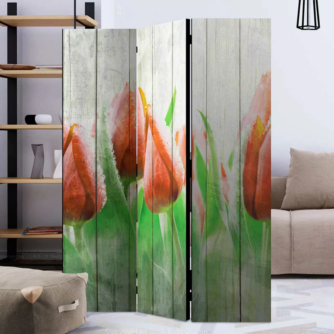 Raumteiler Paravent in Bunt Tulpen Motiv günstig online kaufen