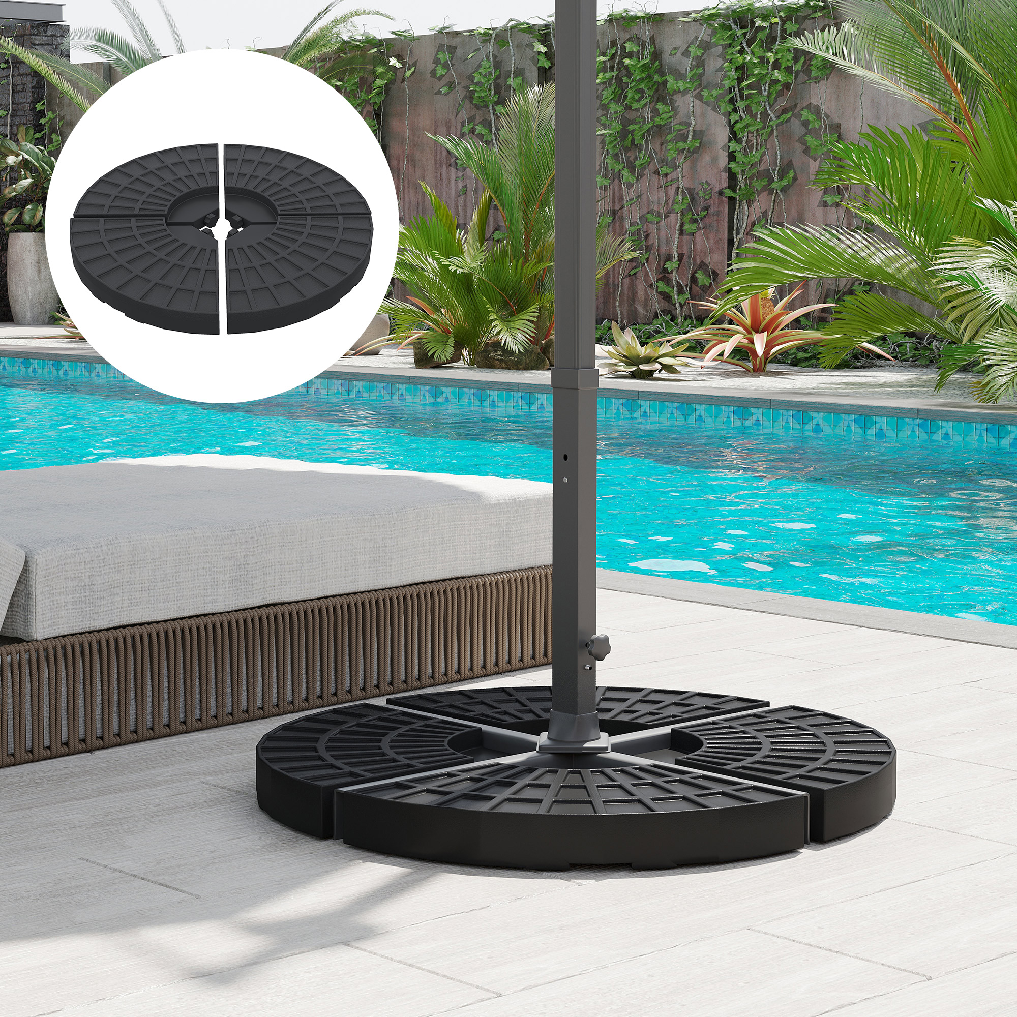 Sonnenschirmgewicht 52 kg Wasser oder 68 kg Sand, HDPE, Schwarz, stabiler H günstig online kaufen