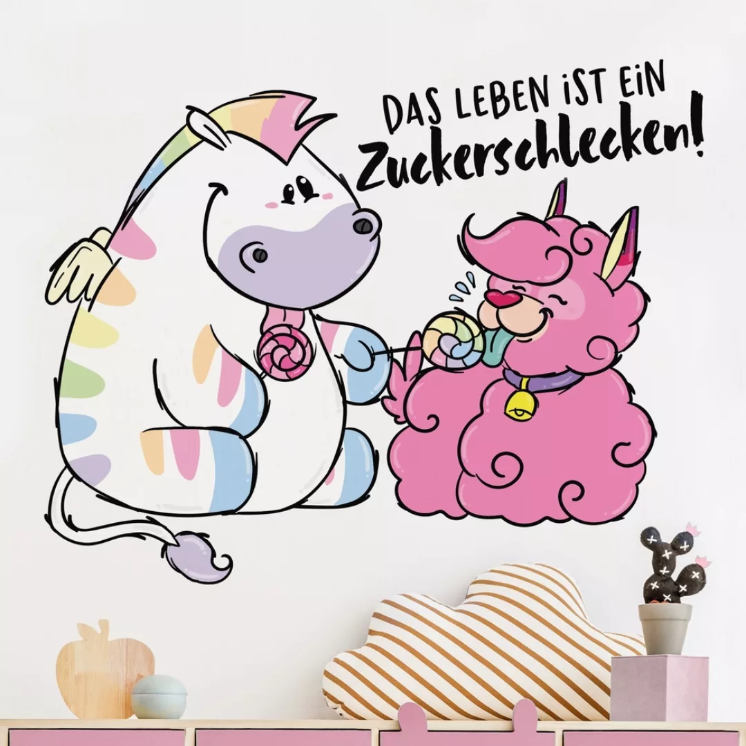 Wandtattoo Pummeleinhorn - Das Leben ist ein Zuckerschlecken günstig online kaufen