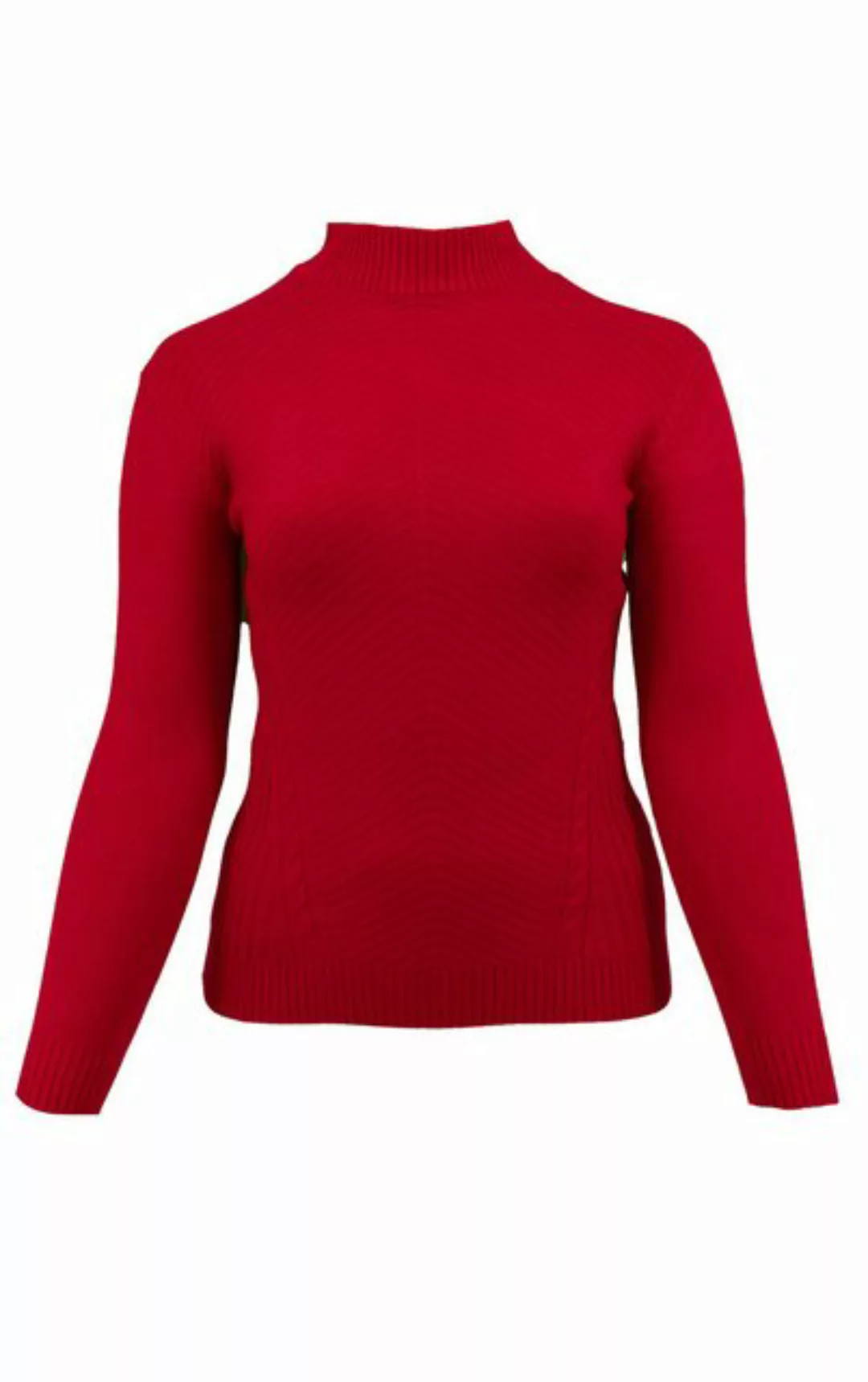 Passioni Strickpullover Roter Strickpullover mit leichtem Stehkragen günstig online kaufen