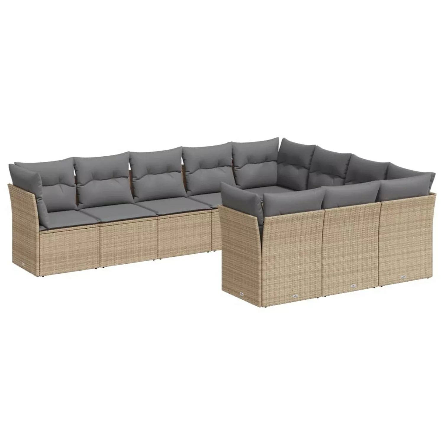 vidaXL 10-tlg Garten-Sofagarnitur mit Kissen Beige Poly Rattan Modell 12 günstig online kaufen