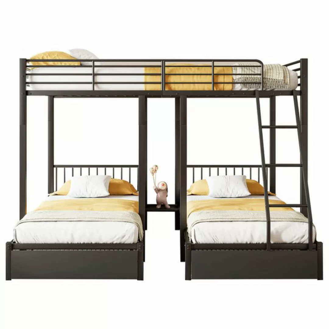 Flieks Etagenbett, Dreierbett Kinderbett Metallbett mit Schubladen 90x200cm günstig online kaufen