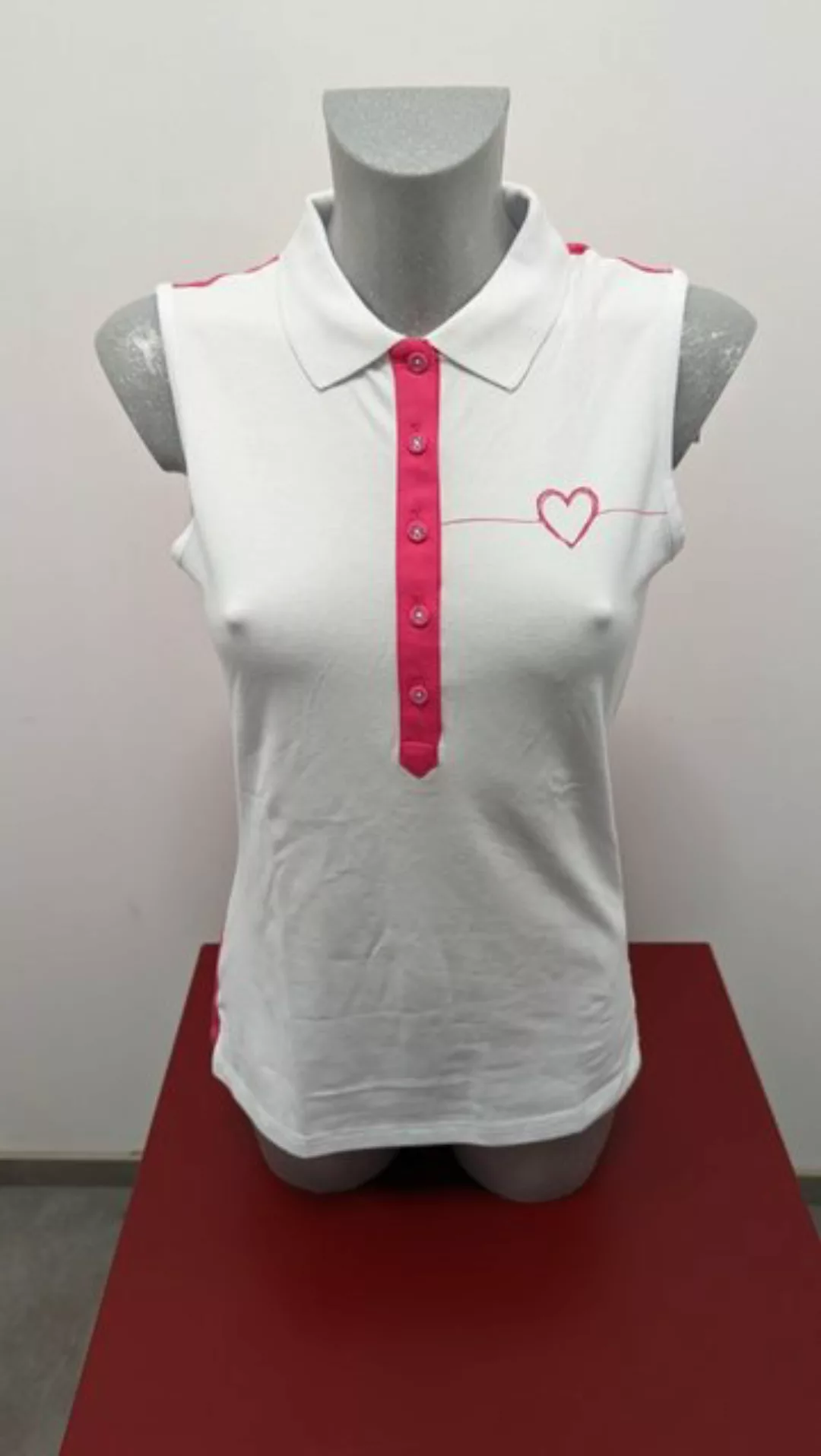 girls golf Poloshirt Girls Golf Polo "Pink Golf Love" Sleeveless Weiß - Pin günstig online kaufen