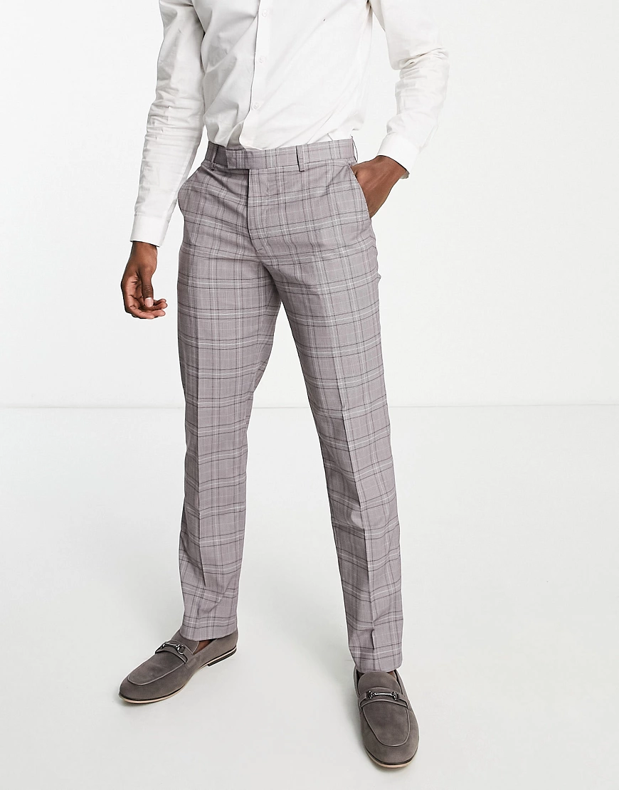 Harry Brown – Karierte Anzughose mit schmalem Schnitt-Rosa günstig online kaufen