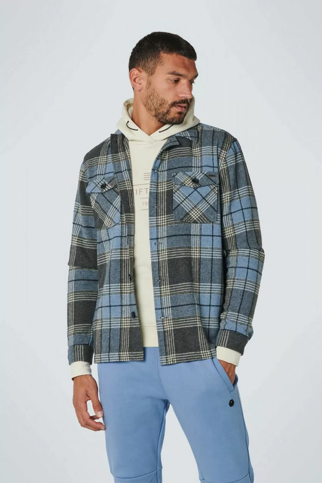 No-Excess Overshirt Karo Blau - Größe M günstig online kaufen