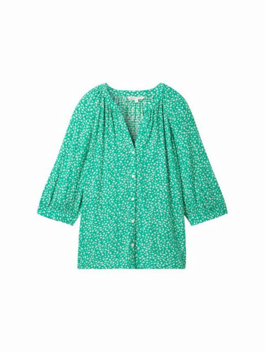 TOM TAILOR Denim Blusenshirt balloon sleeve blouse, green minimal print günstig online kaufen