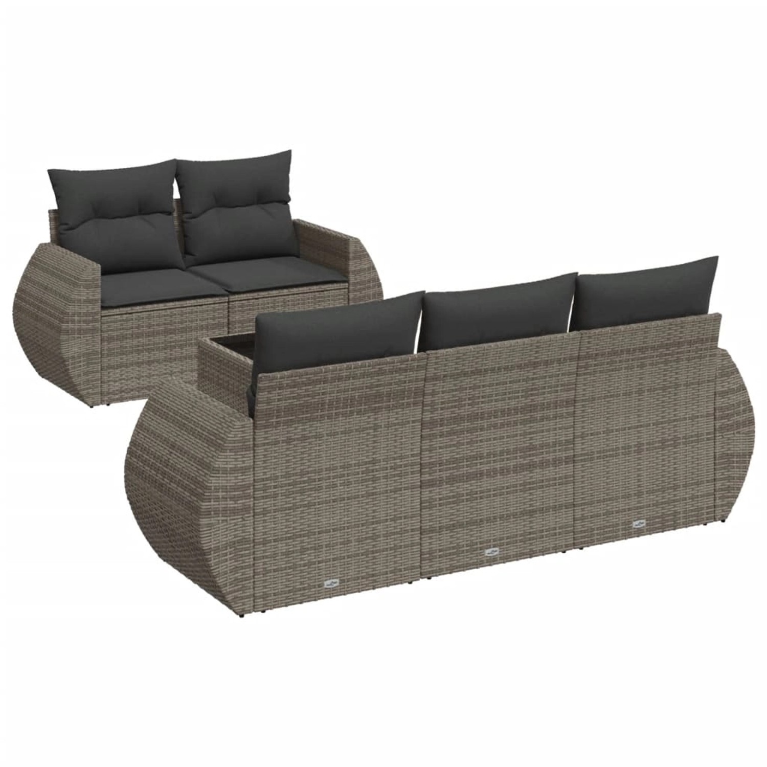 vidaXL 6-Tlg Garten-Sofagarnitur mit Kissen Grau Poly Rattan 3221099 günstig online kaufen