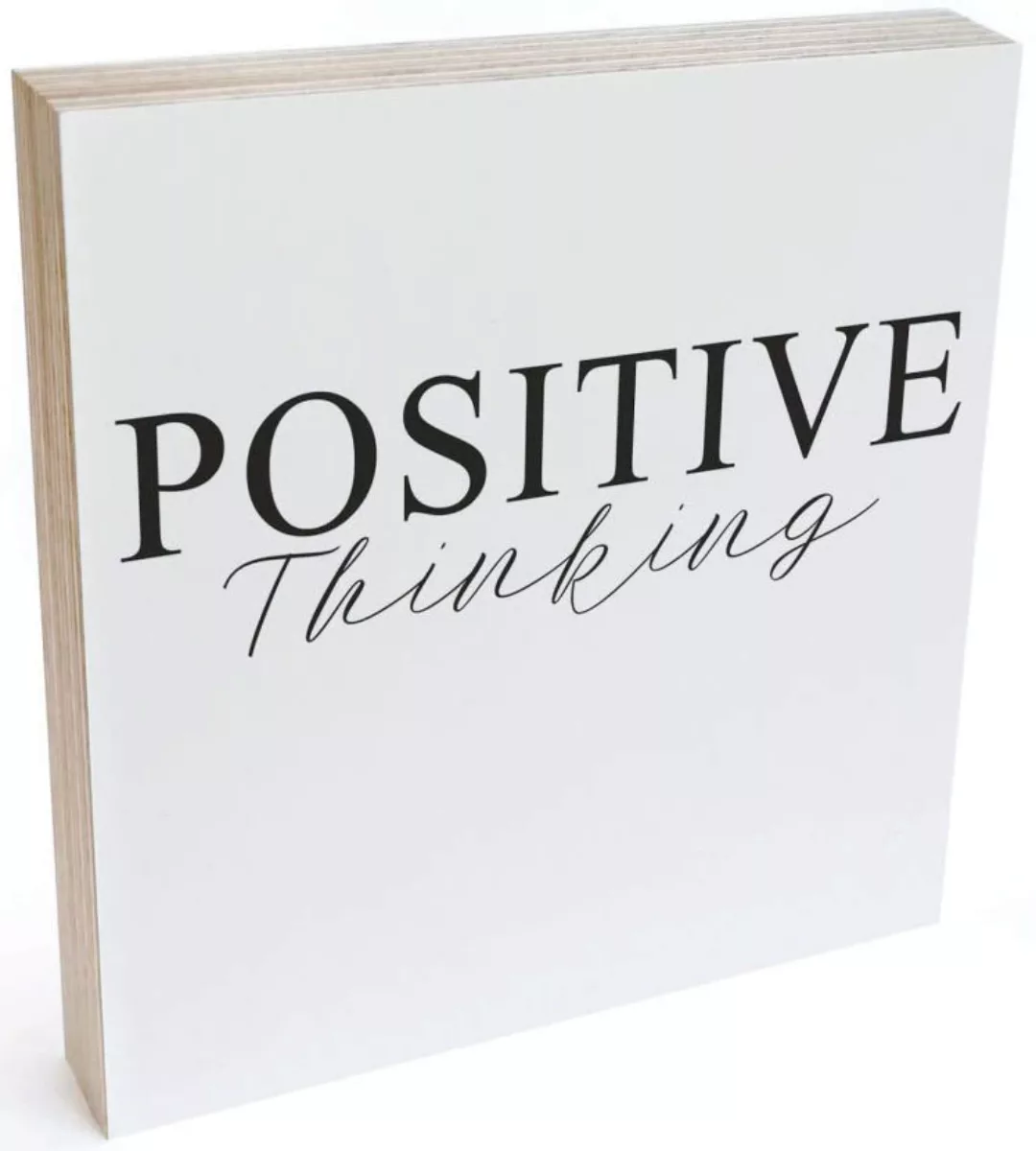 Wall-Art Holzbild "Tischdeko Positive Thinking", (1 St.), Vintage Wohnzimme günstig online kaufen