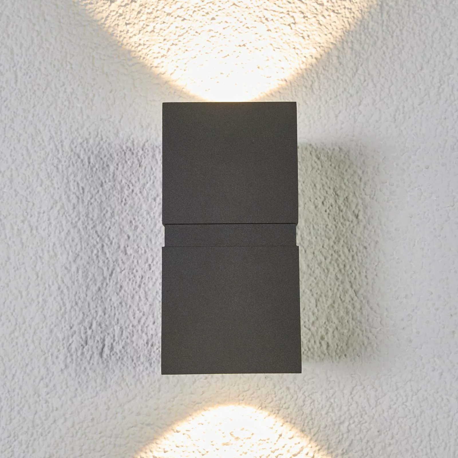 Dunkelgraue LED-Außenwandlampe Gabriela, 2-fl. günstig online kaufen