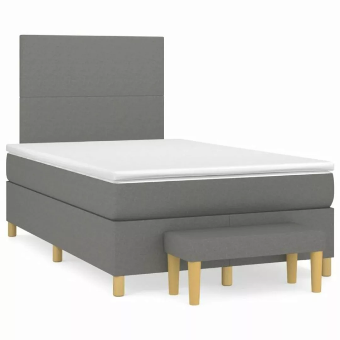 vidaXL Boxspringbett Boxspringbett mit Matratze Dunkelgrau 120x200 cm Stoff günstig online kaufen