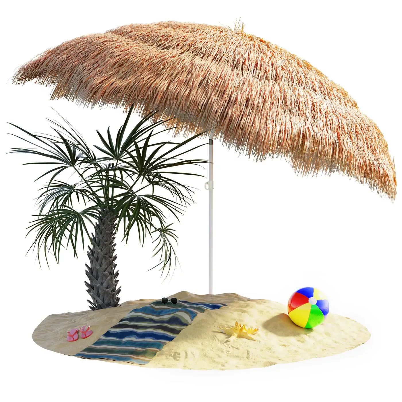 Sonnenschirm Hawaii Natur Ø160cm UV-Schutz 30+ günstig online kaufen