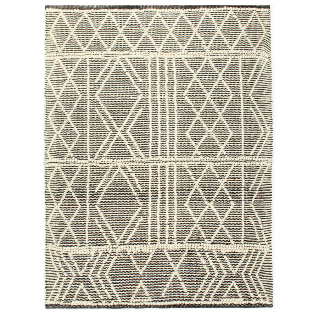 Teppich Handgewebt Wolle 120ã170 Cm Schwarz/weiß günstig online kaufen