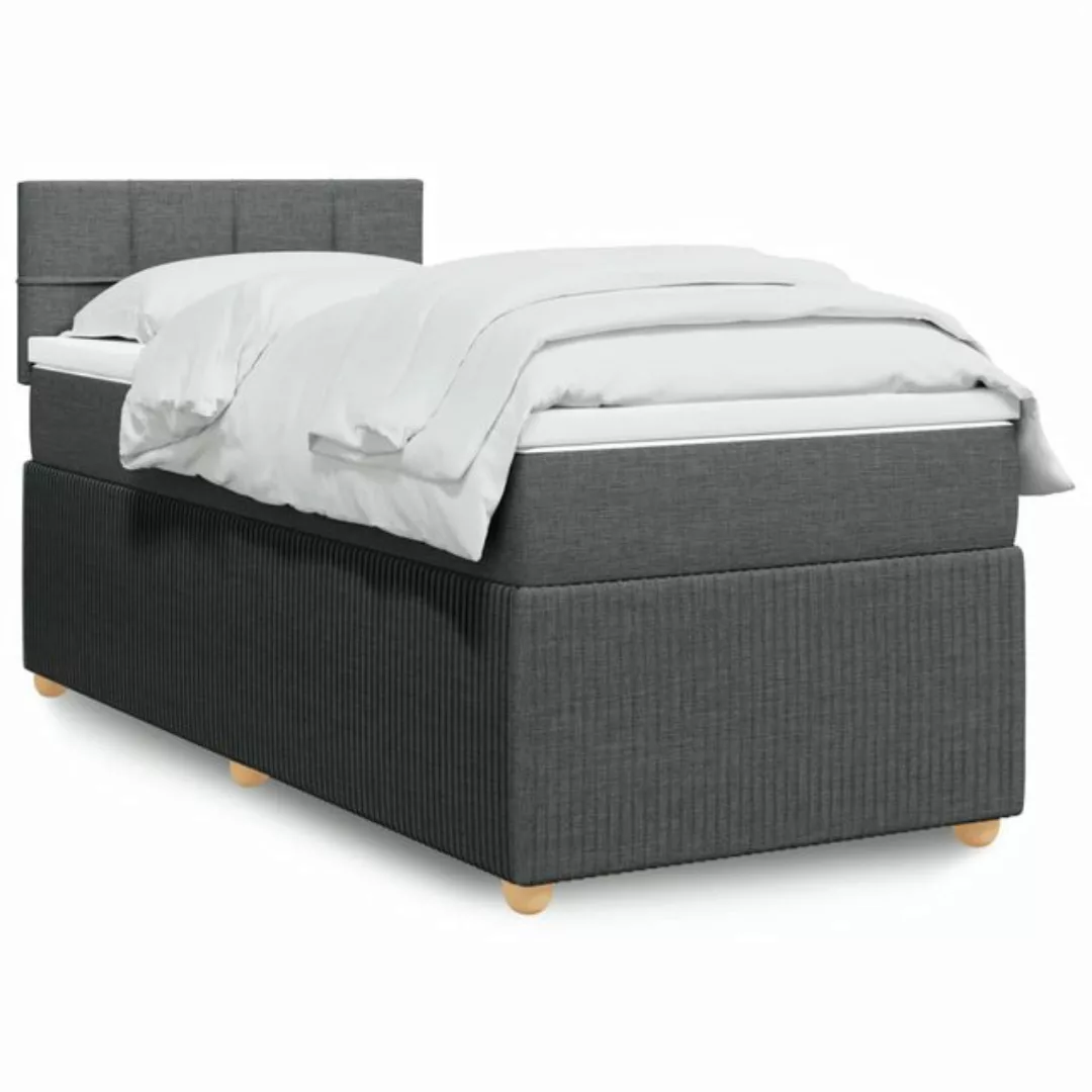 vidaXL Boxspringbett Boxspringbett mit Matratze Dunkelgrau 90x200 cm Stoff günstig online kaufen