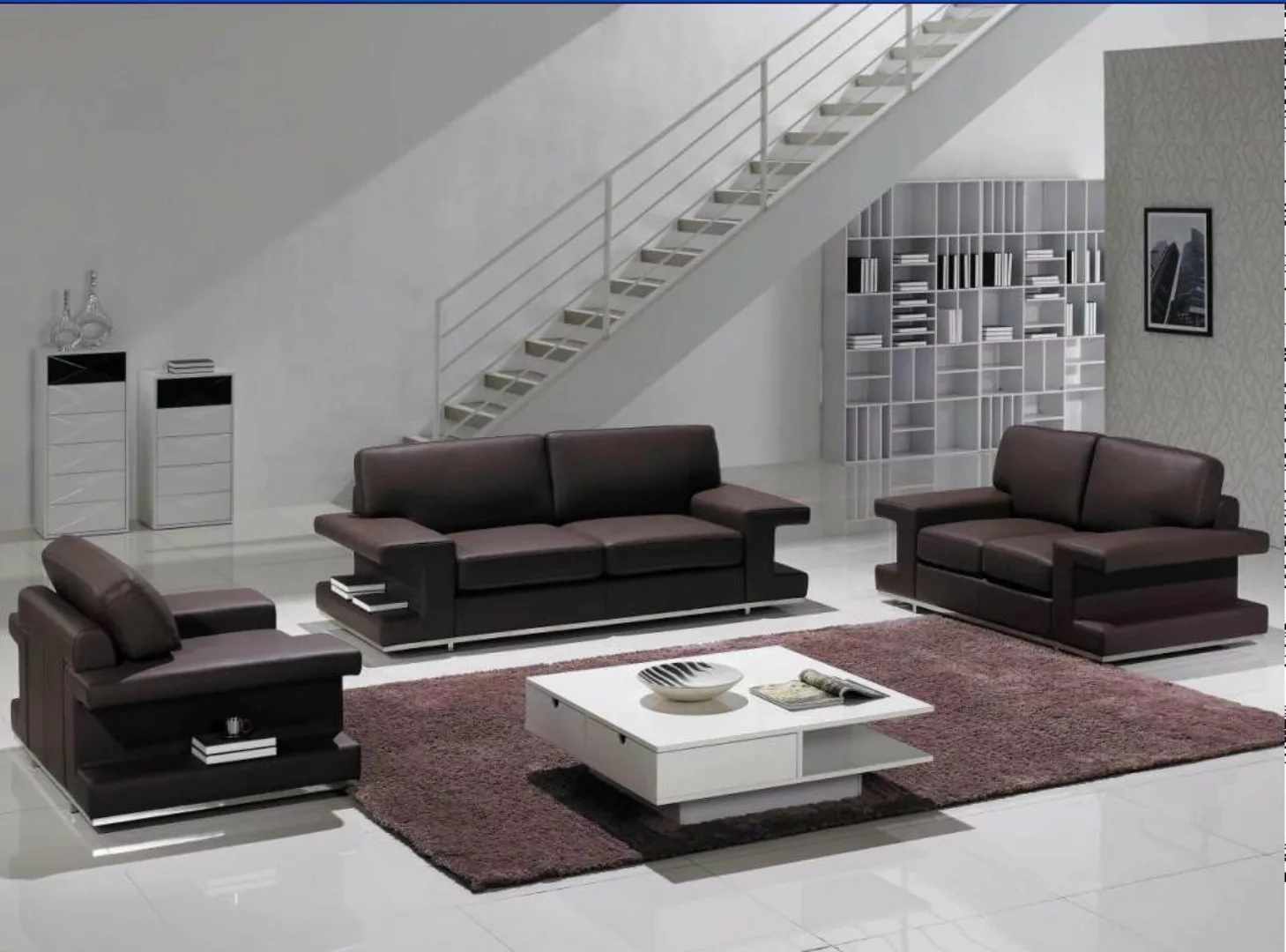 Xlmoebel Sofa Ledersofa Wohnlandschaft 3-Sitzer, 2-Sitzer und Sessel Set mi günstig online kaufen