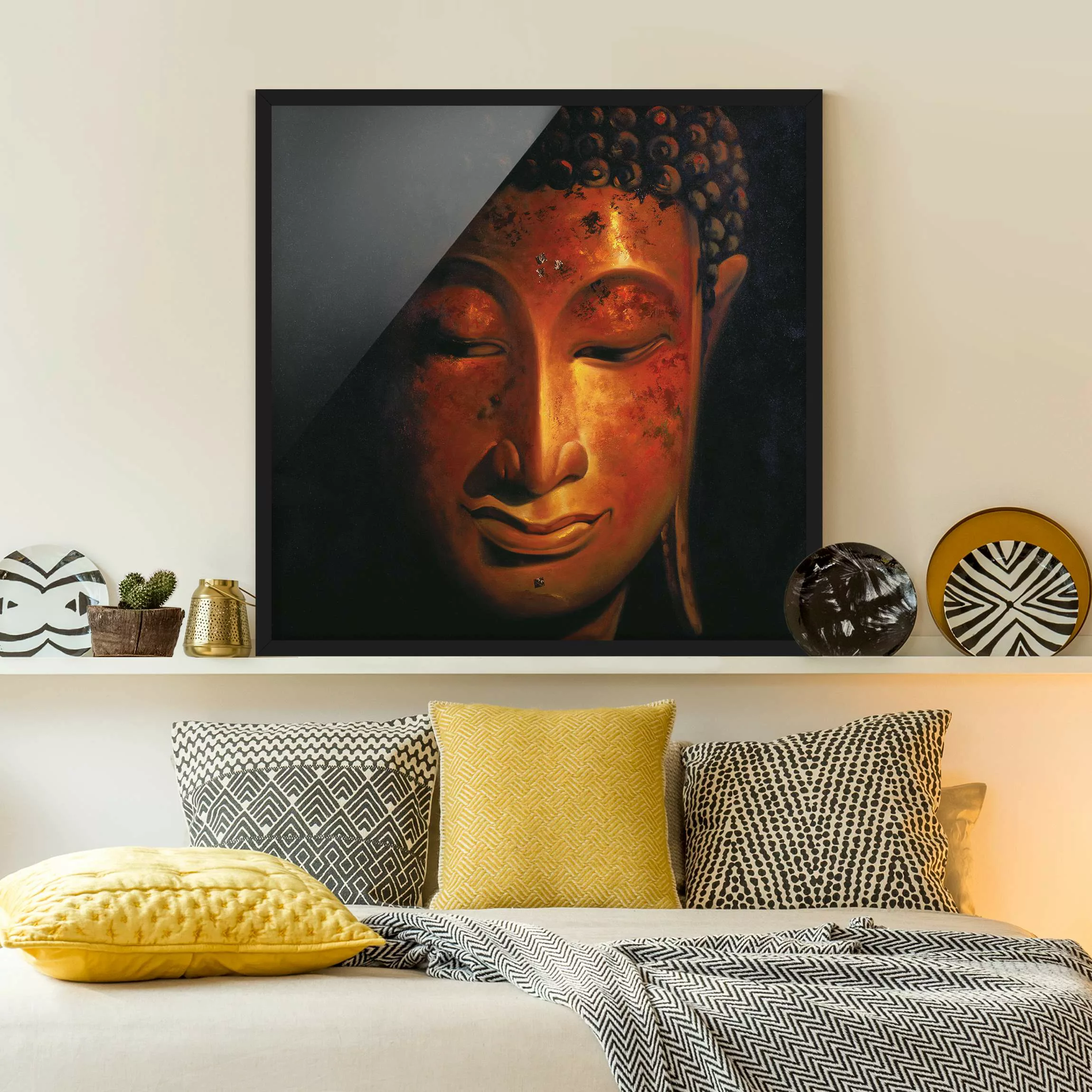 Bild mit Rahmen - Quadrat Madras Buddha günstig online kaufen