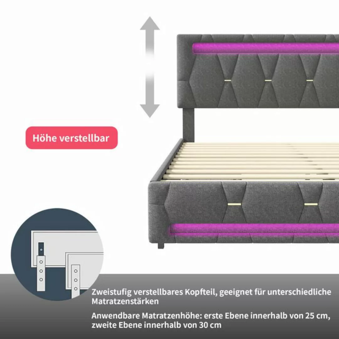 Romance Polsterbett Doppelbett Stauraumbett, Mit Stauraum (1 tlg. (Ohne Mat günstig online kaufen