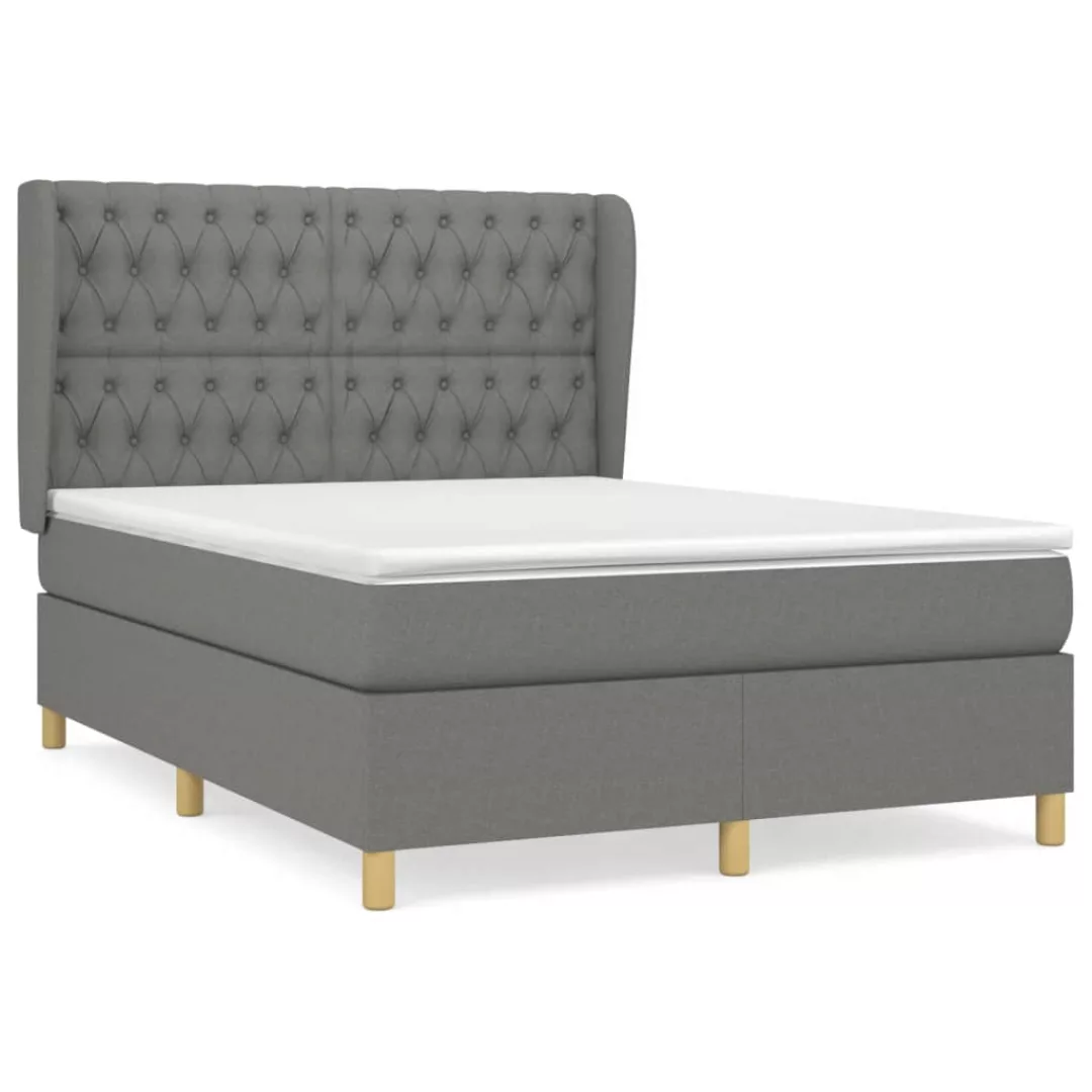 Vidaxl Boxspringbett Mit Matratze Dunkelgrau 140x200 Cm Stoff günstig online kaufen