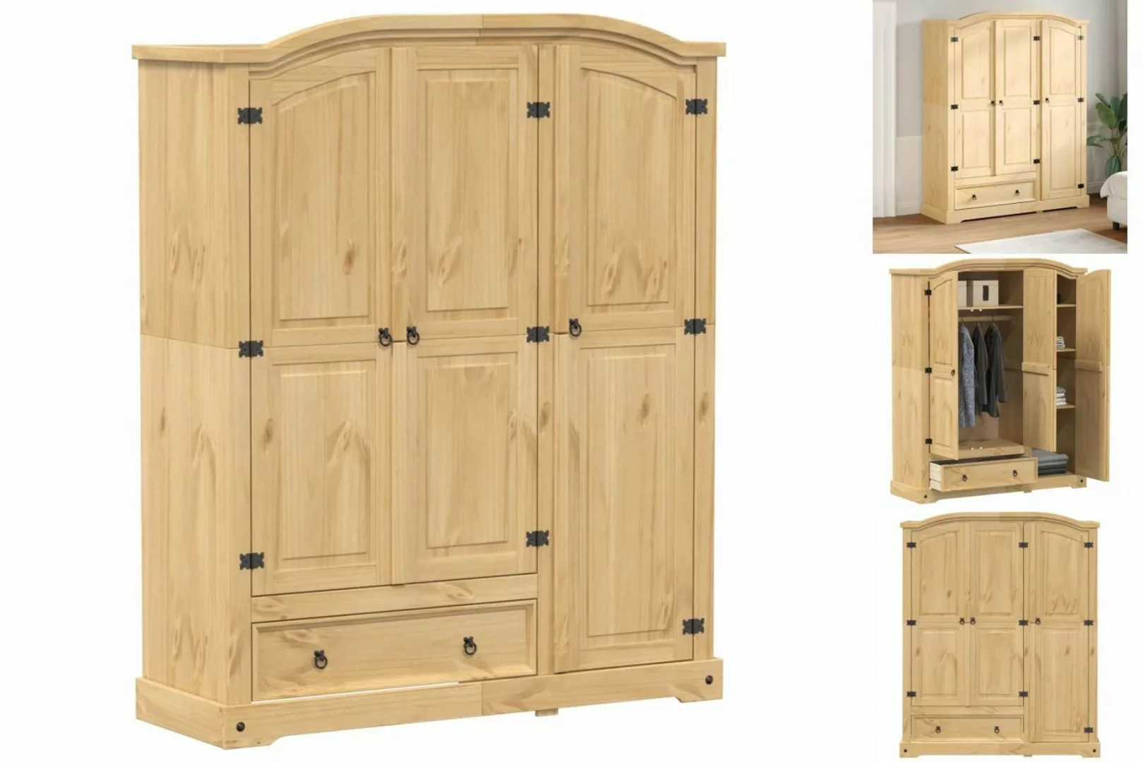 vidaXL Kleiderschrank Kleiderschrank Corona 151,5x52x186 cm Massivholz Kief günstig online kaufen