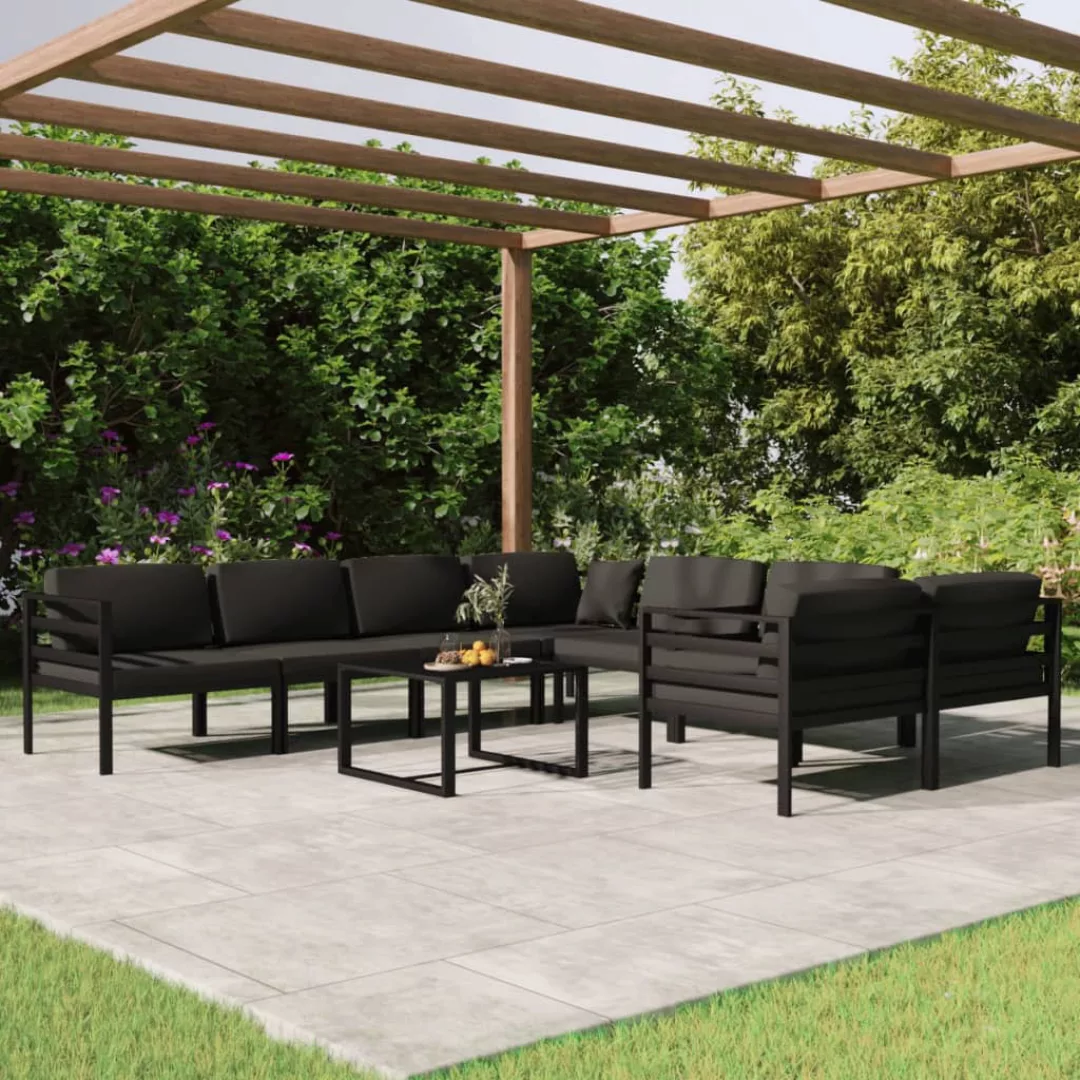 Vidaxl 9-tlg. Garten-lounge-set Mit Kissen Aluminium Anthrazit günstig online kaufen