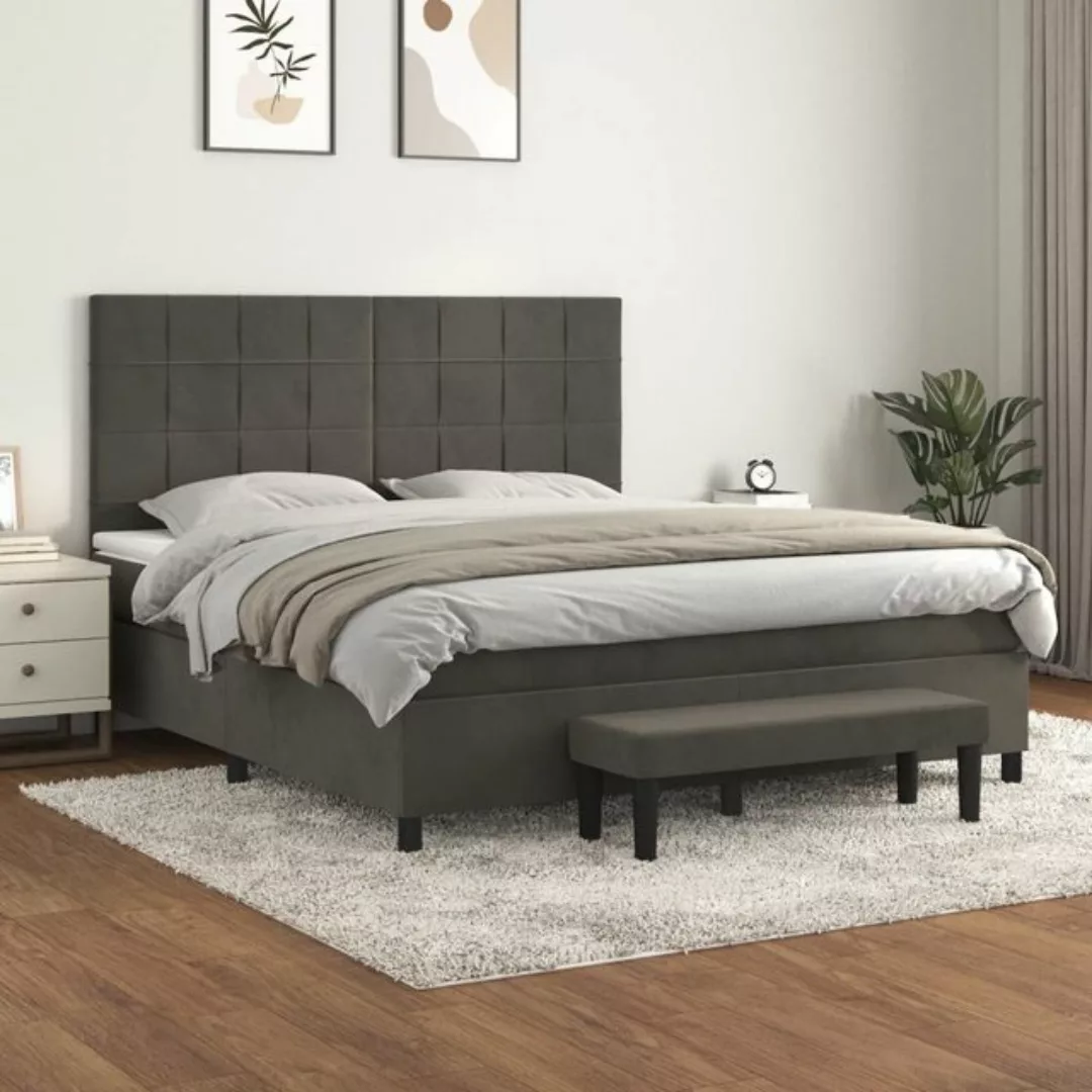 vidaXL Bettgestell Boxspringbett mit Matratze Dunkelgrau 180x200 cm Samt Be günstig online kaufen