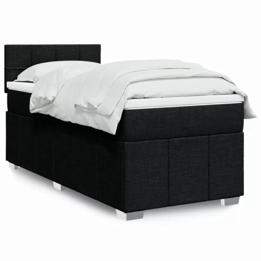 vidaXL Boxspringbett, Boxspringbett mit Matratze Schwarz 80x200 cm Stoff günstig online kaufen