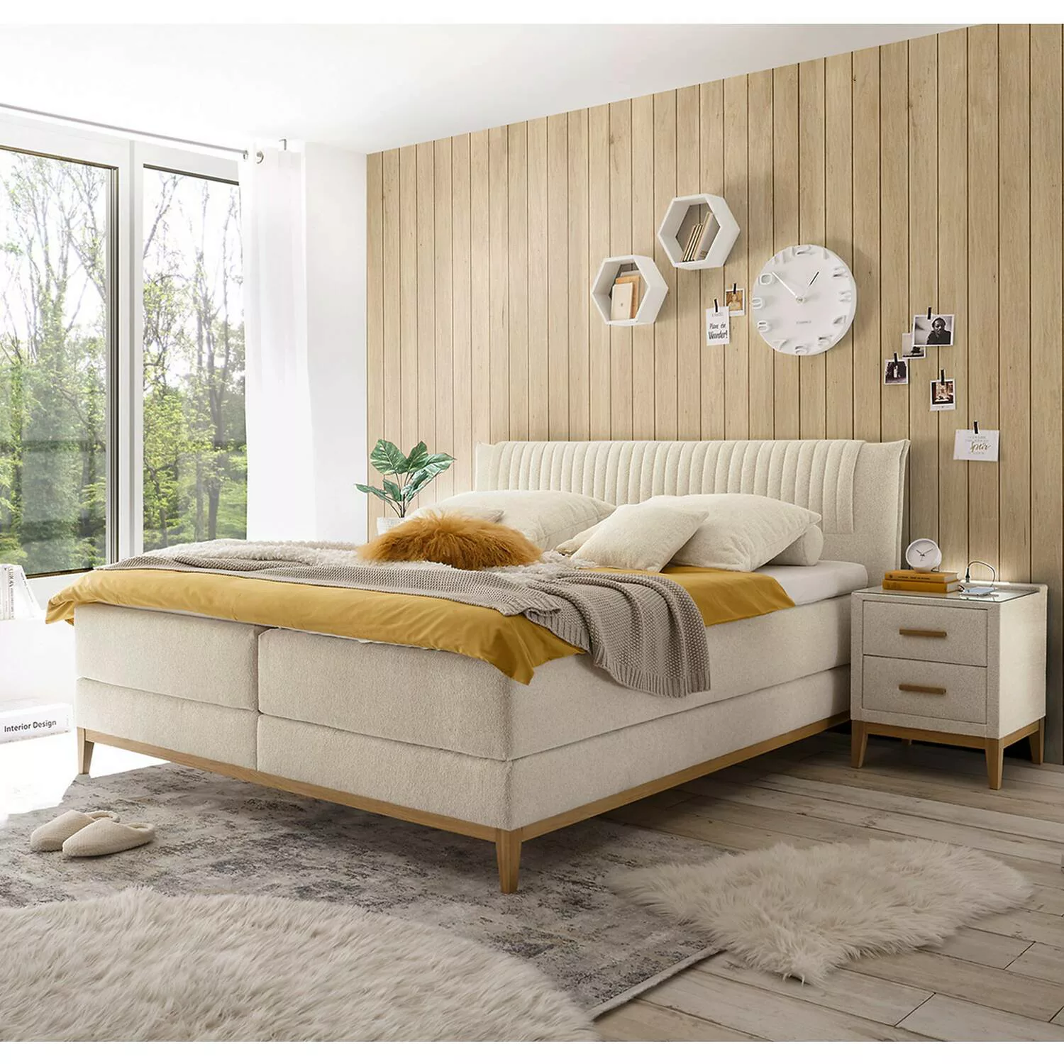 Boxspringbett Doppelbett 180x200 cm ALOHA-09 in der modernen Farbe cream, T günstig online kaufen
