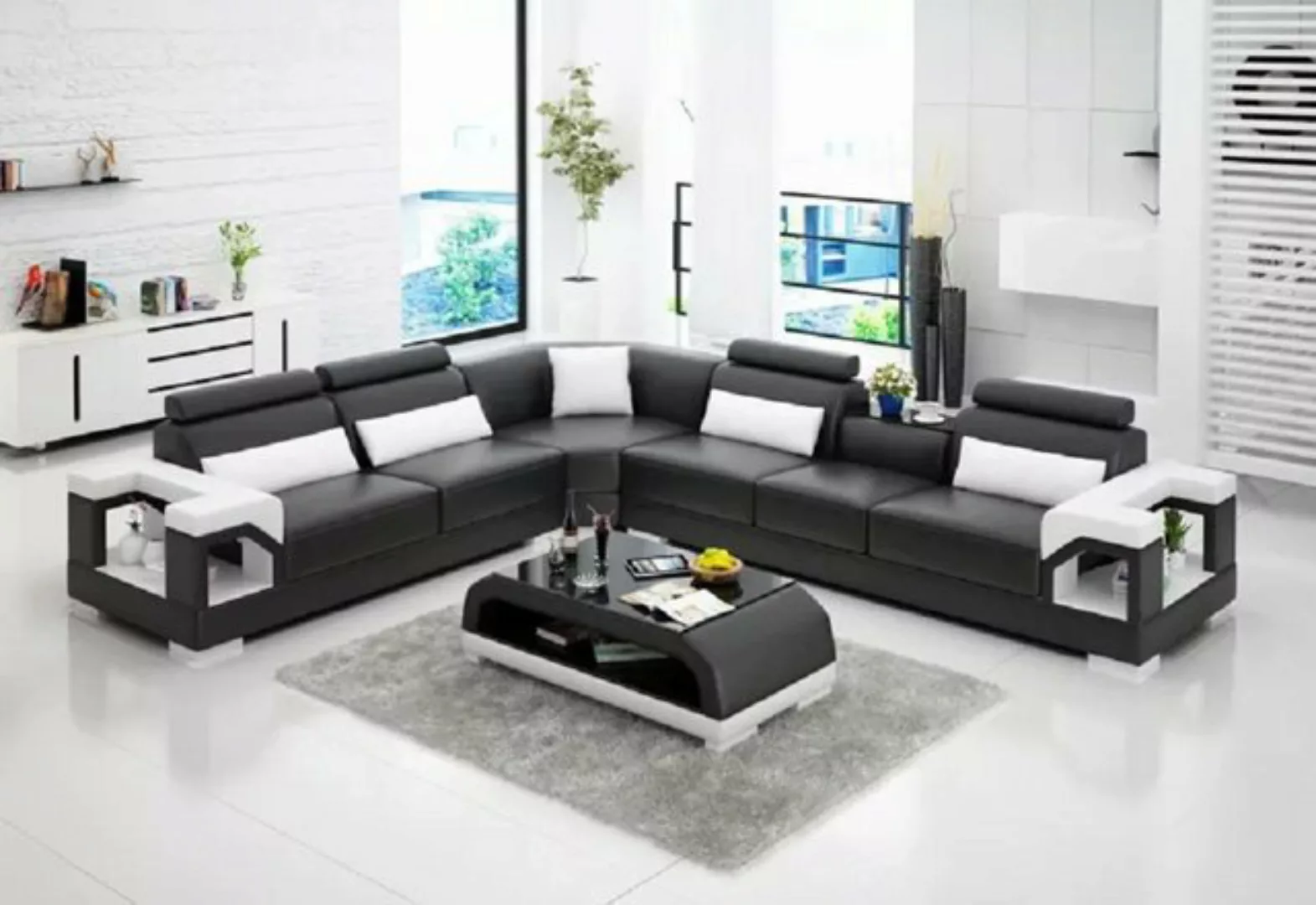 JVmoebel Ecksofa Ecksofa Couch Polster Eck Sofa Eckledersofa Wohnlandschaft günstig online kaufen