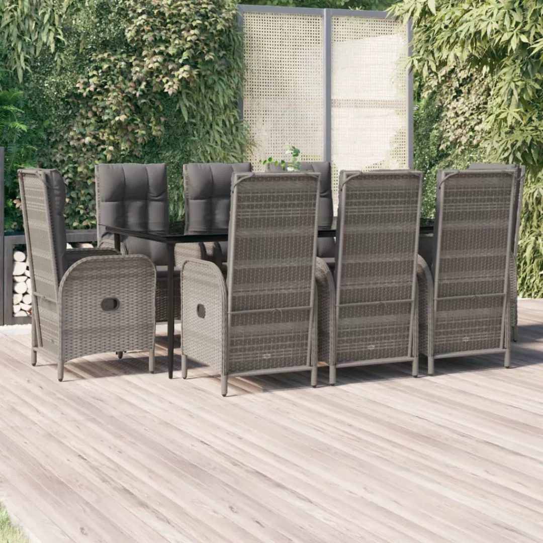 Vidaxl 9-tlg. Garten-lounge-set Mit Kissen Schwarz Grau Poly Rattan günstig online kaufen