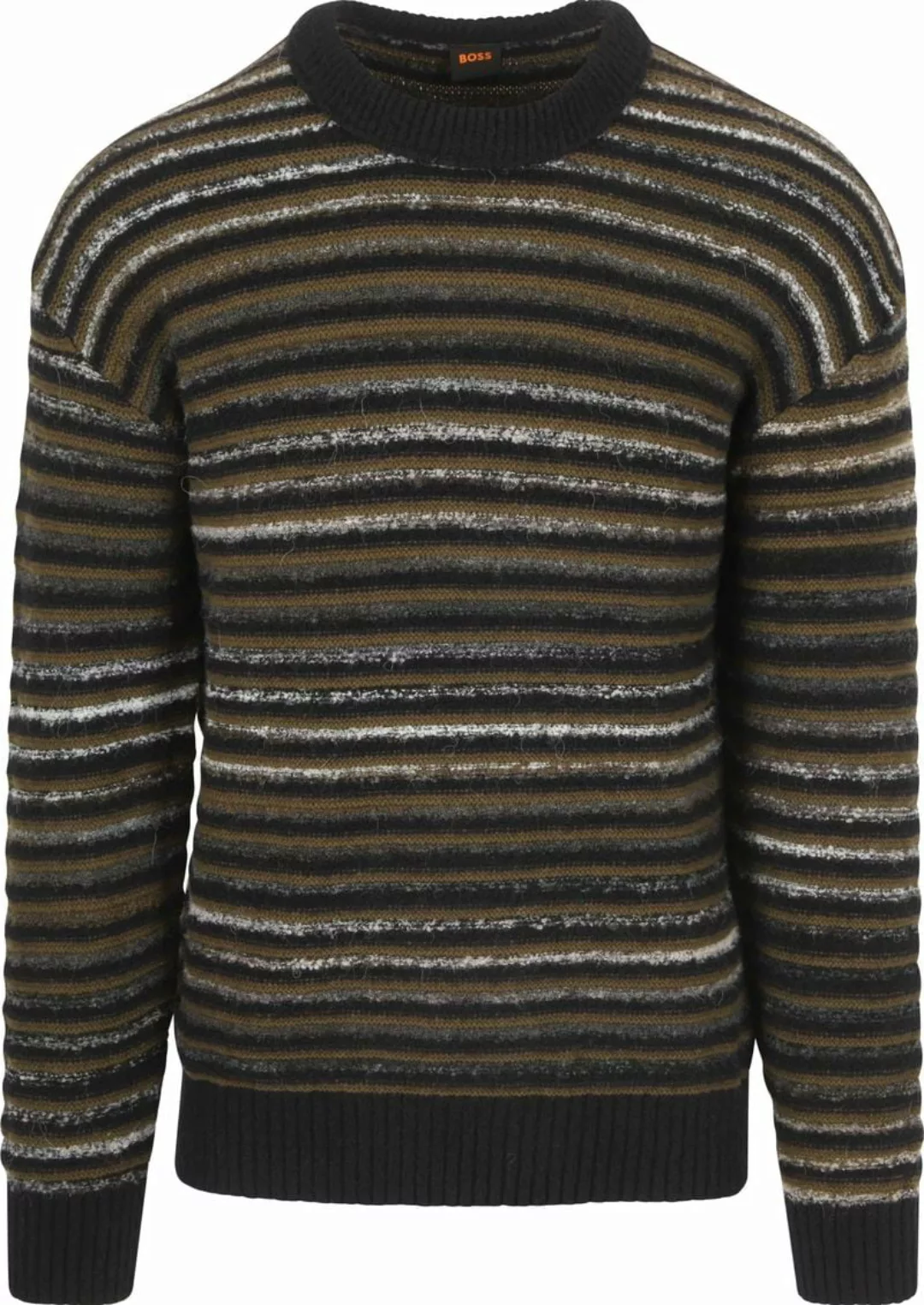 BOSS Pullover Aturn Wool Blend Streifen Schwarz - Größe M günstig online kaufen