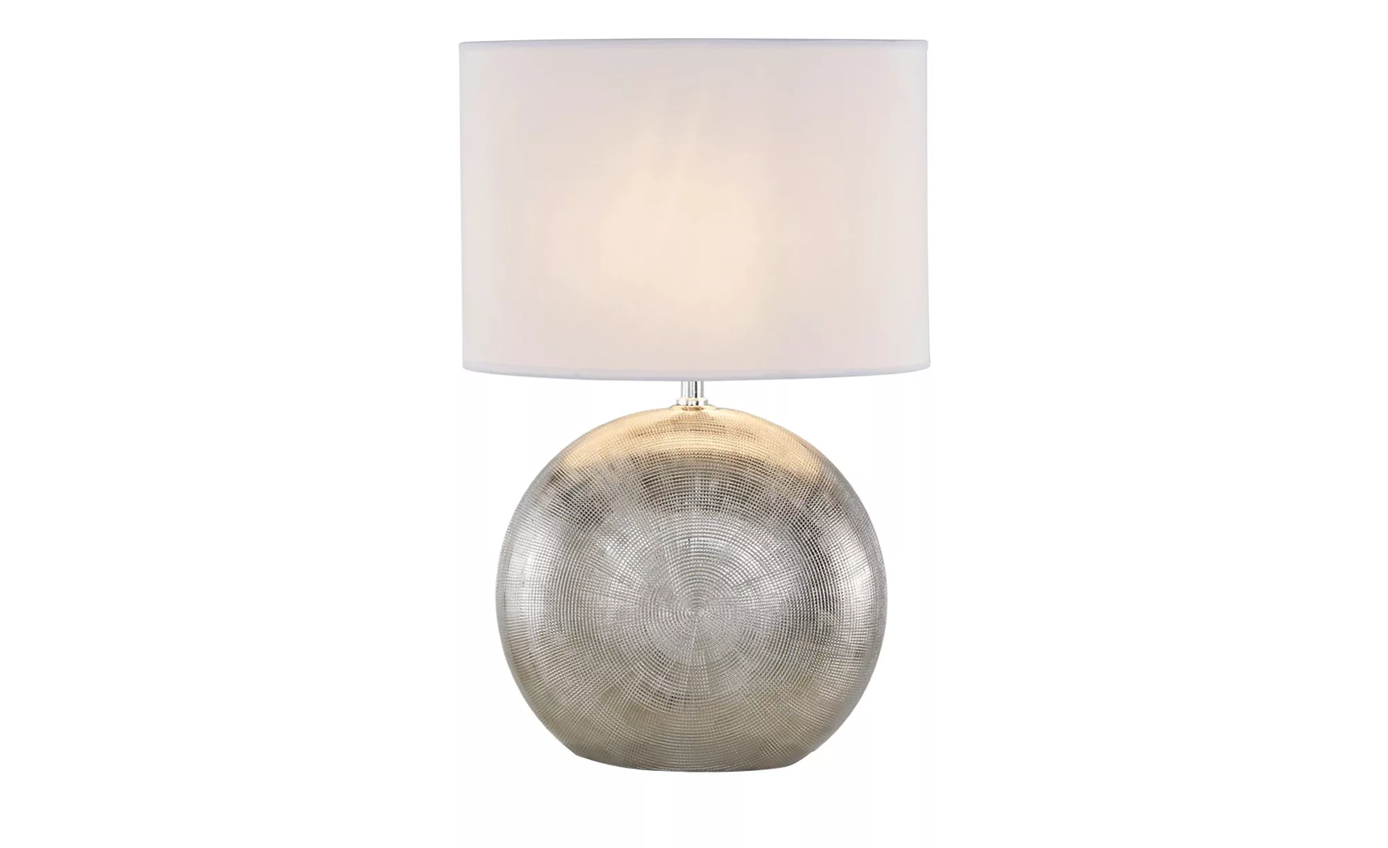 Tischleuchte 1-flg. Fuß mit Ornament,Schirm oval - silber - 53 cm - Lampen günstig online kaufen