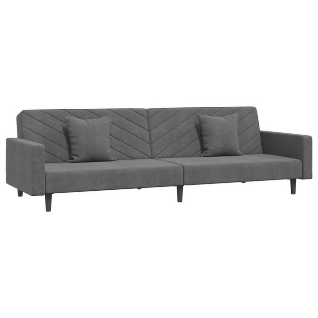 vidaXL Schlafsofa, Sofa 2-Sitzer mit 2 Kissen Dunkelgrau Samt günstig online kaufen